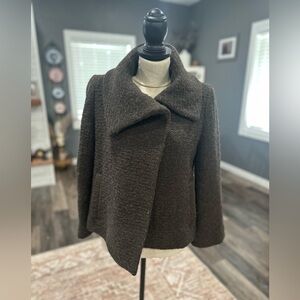 Banana Republic Women Brown Soft Wool Blazer Cardigan Warm Button Minimalist 2